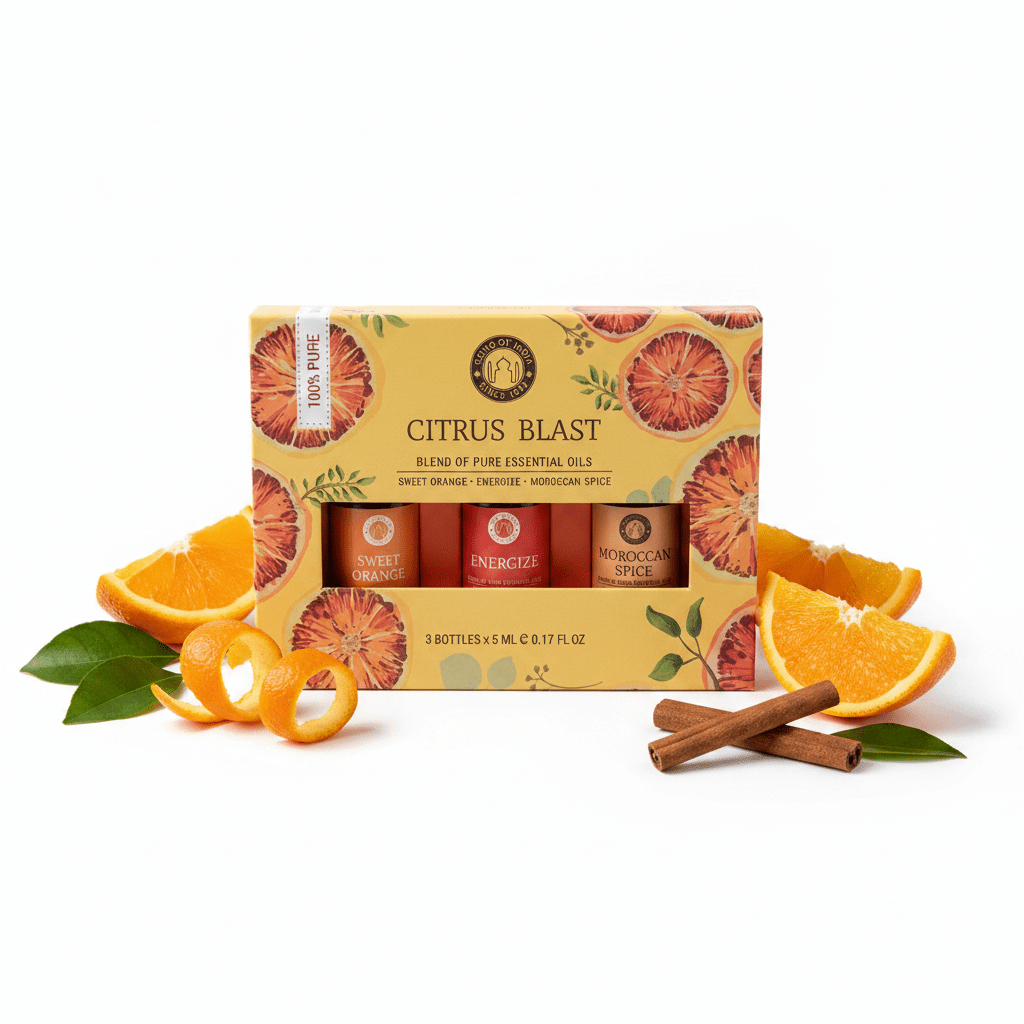 Set Aceites Esenciales CITRUS BLAST - Sweet Orange, Energize y Moroccan Spice | Song of India Aceites EsencialesTienda esotérica Málaga - La Tienda de Tata Magic: tienda Esotérica en Málaga